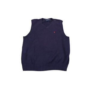 Polo Ralph Lauren Sweater Vest XL Navy Cotton Pullover 90s preppy Dad Vintage